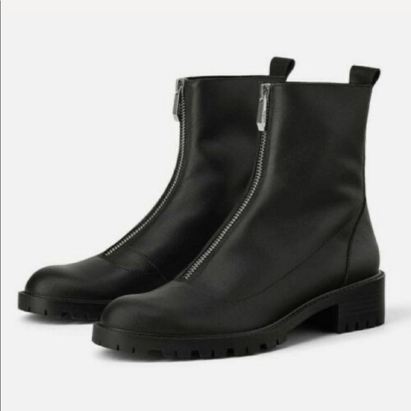 Zara Shoes - NWT ZARA Leather Ankle Boots with Lug Soles